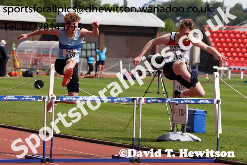 Mens under-17s 400 metres hurdles, North Eastern Champs, Gateshead Stadium. Photo: David T. Hewitson/Sports for All Pics